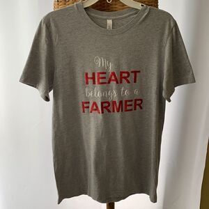 Bella Canvas size medium with graphic, my heart belongs to a farmer